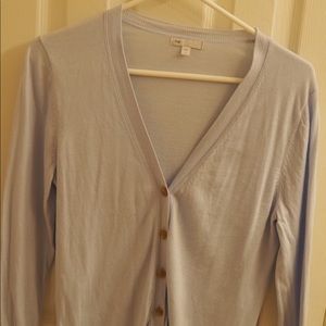 Sky blue v-neck long cardigan